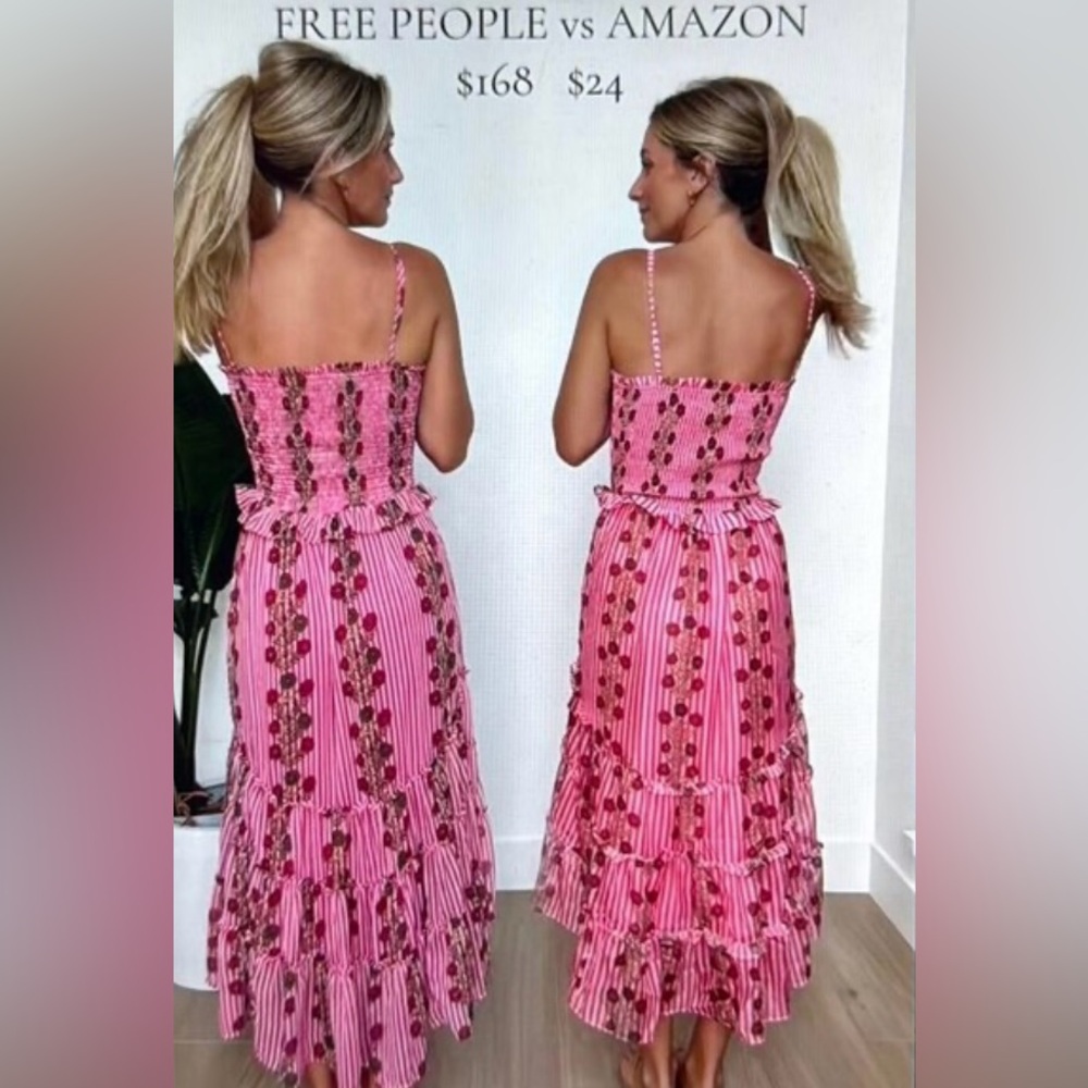 Pink Floral Women's Dress - Picture 5 of 5
